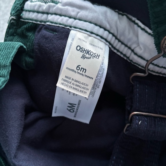 OshKosh B'gosh Baby Green & Navy Color Block Corduroy Overalls - 6M - Picture 6 of 7